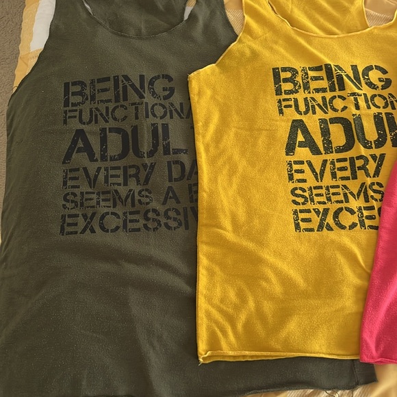 Four Tank Tops with Black Text - Picture 3 of 4